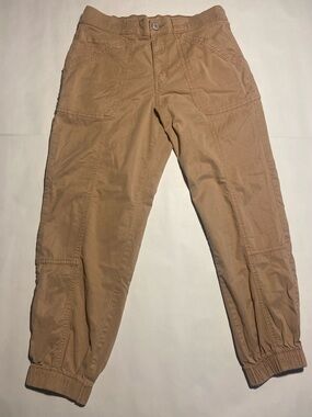 Womens Size L So High Rise Cargo Wide Leg Pants Tan Khaki Utility Elastic Waist